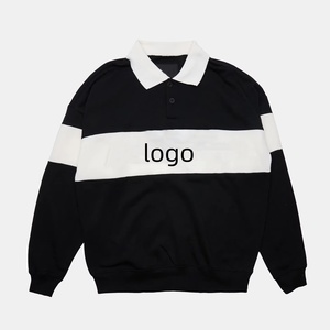 Polo de Manga Larga para Hombre, Tejido, en Blanco y Negro, Estilo Casual, con Botones al Frente y Diseño con Logotipo - Product Image 1