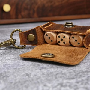 Monedero de cuero genuino con cordón, mini bolsa de piel de vaca hecha a mano, bolsa retro de cuero para guardar dados, pequeña cartera de almacenamiento - Product Image 2