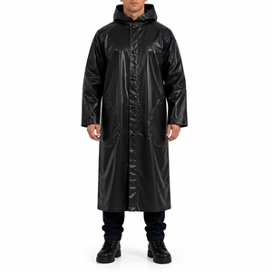 Manteau trench imperméable à capuche noir en polyester, coupe classique, le plus vendu, pour l'extérieur et les occasions décontractées - Product Image 6