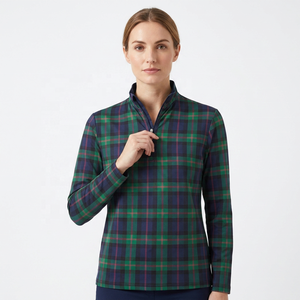 Unisex Plaid Quarter <b>Zip</b> Long Sleeve <b>Shirt</b> Oversized Fit O-Neck Casual Autumn Wear 100% Cotton - Product Image 4