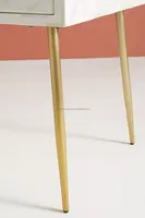 Escritorio de consola con incrustaciones de hueso óptico de lujo clásico, diseño tradicional con acabado blanco para uso en la oficina