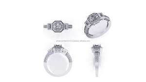 High Quality 10K Solid Gold Baguette <b>Emerald</b> Milgrain Halo Moissanite Diamond Original Fine <b>Rings</b> For Women's Wedding Engagement - Product Image 4