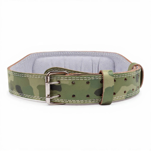 Double Prong Weightlifting Leather Camouflage Belt <b>Back</b> <b>Support</b> Trainer Camo Belts 10MM Camouflage PU Leather Belts Unisex - Product Image 4