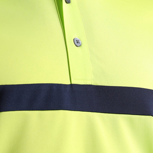 Camiseta de Manga Corta para Hombre, Tejida, 100% Poliéster, Transpirable, de Secado Rápido, Corte Regular, Color Verde Lima Sólido con Rayas Azul Marino - Product Image 4