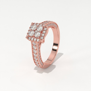 Aarinya Aurelia, Anillo de Cuatro Estrellas con Diamantes Cultivados en Laboratorio en Forma de Cojín, Engaste Pavé de Oro de 14K, Halo Cuádruple de 4 Piedras, Certificado IGI - Product Image 5