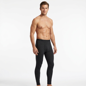 Leggings de Compresión Largos para Hombre, Color Negro Sólido, Spandex y Poliéster, Transpirables, de Secado Rápido, Cintura Elástica con Cordón Ajustable, 180g - Product Image 1