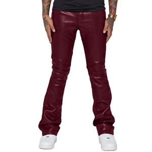 Pantalon en cuir de moto brillant argenté pour hommes coupe régulière décontracté hiver brodé pantalon de fête avant plat fabriqué au Pakistan - Product Image 6