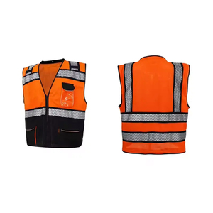 Chaleco de Seguridad Reflectante Naranja Reversible para Hombre, Transpirable, de Poliéster/Algodón, Informal, para Verano, con Cuello en V - Product Image 2