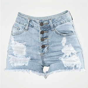 Plus Size Women <b>Denim</b> Shorts <b>Stretch</b> High Waist Ripped Pants Casual Summer Wear Fashion Street Style Custom Color Apparel - Product Image 1