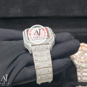 Montre analogique mécanique en acier inoxydable avec cadran carré et cristaux, bracelet de 20 mm, cadran de 30 mm, bijou de déclaration pour femme, cadeau de fête - Product Image 2