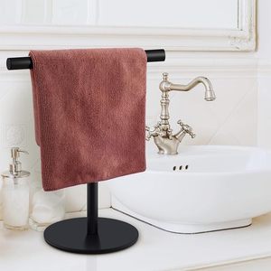 Porte-serviettes autoportant en métal avec crochet, design minimaliste pour salle de bain et spa - Product Image 4