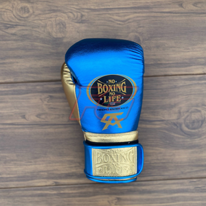 Guantes de Boxeo Azules y Dorados Personalizados para Entrenamiento y Sparring, de Cuero Genuino, que Absorben la Humedad y se Secan Rápidamente, para Gimnasio y Combate - Product Image 3