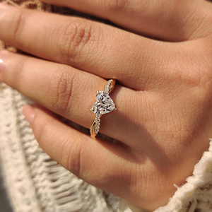 Bague de fiançailles en or avec diamant en forme de cœur de qualité supérieure, sertie pavé torsadé, bijoux de mariée de laboratoire, fournisseur en gros - Product Image 4