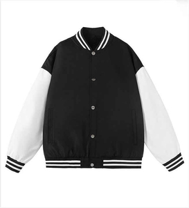 OEM Wholesale Men's Varsity <b>Jacket</b> Customized Front Breathable High Street Style <b>Waterproof</b> Leather Woven Winter Plus Size - Product Image 2