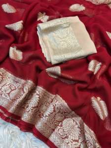 Sari Moderno de Georgette de Seda con Blusa Pallu para Mujer, Uso Casual y de Fiesta, Secado Rápido, Corte Regular - Product Image 5