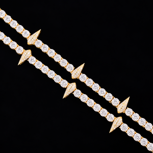 Collier chaîne tennis pour homme en argent 925 avec moissanite, maillons en forme de flèche et de pointe, bijoux de luxe tendance, style cubain - Product Image 5