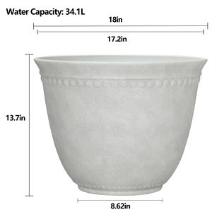 Maceta Moderna Blanca de Resina Reciclada de 18 Pulgadas para Jardín Exterior y Uso en Hoteles - Product Image 2