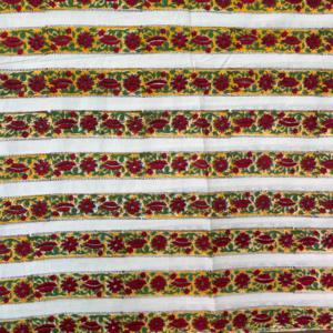 Tela 100% algodón con estampado floral en el borde, tela tradicional india con estampado en el borde para vestidos, tela sostenible. - Product Image 2