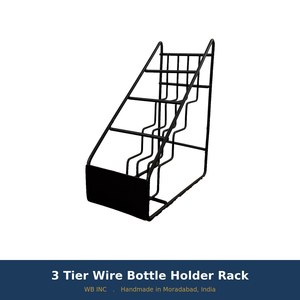 Handmade Four Tier Iron Wire <b>Bottle</b> <b>Rack</b> Kitchen Wine <b>Storage</b> Organizer Standing Beverage Shelf Industrial Home Display - Product Image 5
