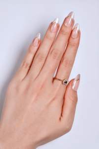 Uñas Postizas de Lujo con Brillo Dorado, Estilo Francés, Forma Almendrada, Color Rosa Nude Brillante, Uñas Falsas de ABS de Longitud Media, Venta al Por Mayor, OEM, ODM, Marca Privada - Product Image 3