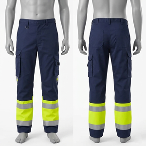 Pantalon de travail haute visibilité RICSA INTERNATIONAL pour homme, jaune et noir, en polyester, avec bandes réfléchissantes, plusieurs poches, uniforme de sécurité - Product Image 2