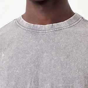 T-shirt unisexe délavé à l'acide, uni, à manches courtes, coupe décontractée, en coton respirant de haute qualité pour homme - Product Image 5