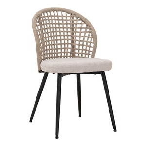 Chaise de salle à manger moderne de haute qualité avec dossier en corde, revêtement en tissu, pieds en métal durables, garantie 1 an, marque NESTHOUZ pour la maison - Product Image 1