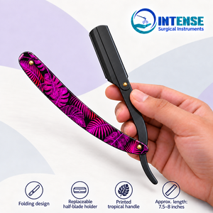 Rasoir droit professionnel pour barbier avec lame remplaçable et boîte de 100 lames de rasoir - Product Image 5