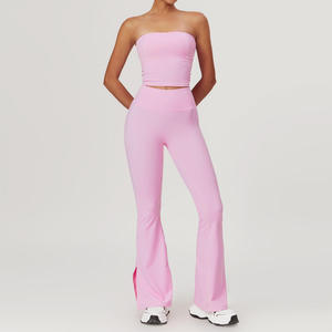 Ensemble 2 pièces sans couture pour femme, respirant, écologique, séchage rapide, avec logo personnalisé, en spandex, pour le sport, le yoga et le lifting des fessiers – Vente chaude - Product Image 2