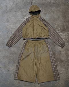 Ensemble de survêtement à capuche pour homme YANMM YUEHAO, motif écossais, manches longues, coupe-vent, streetwear, coupe régulière, hiver, short adulte 100% coton - Product Image 1