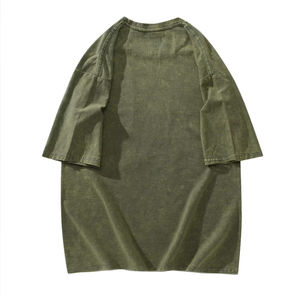 T-shirt oversize pour homme 250 g/m², style streetwear hip-hop vintage, délavé à l'acide, coupe ample, logo personnalisé, 100 % coton - Product Image 4