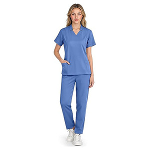 Unisex Classic Cotton <b>Scrub</b> <b>Sets</b> with Jersey Fabric Needle Detection Professional Medical Nurse Uniform for Hospital Use - Product Image 1