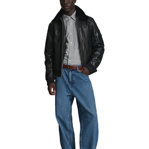Genuine Lambskin Leather Bomber Jacket <b>Men</b> Slim Fit Zip Pockets Black Brown Tan Custom Logo Low MOQ Supplier - Product Image 2