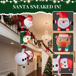 7.5FT Lighted Christmas <b>Inflatable</b> Outdoor Holiday Yard Decorations Funny Hanging Santa Reindeer Snowman Blow Decoration - Product Image 6