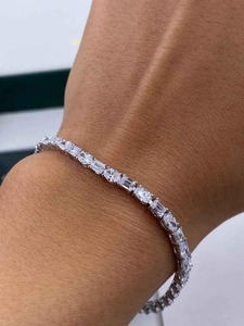 Mixed Cut Moissanite Tennis <b>Bracelet</b> 925 Sterling Silver Rhodium Plated Iced Out Diamond Look Unisex Wedding & Party Jewelry - Product Image 3