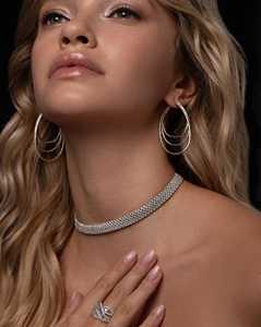 Diamond <b>Choker</b> Statement Necklaces Pave Set 8.75mm 12-15 Inch Length Bridal Necklace 14K 18K Solid Gold Lab Grown Bridal Jewelry - Product Image 5
