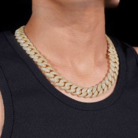 Proveedor Indio Jewelux Collar de Cadena Cubana de Plata 925 Chapado en Oro de 14K/18K con Moissanita Engastada en Canal Certificado IGI Lujo Hip