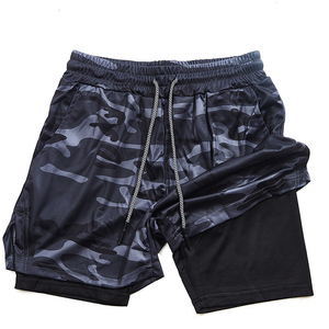 Double <b>Layer</b> Sublimation Front Logo Breathable 100% Cotton Gym Shorts 5 Inch Inseam High Street Style for Adult Men - Product Image 6