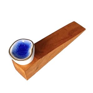 Tope de puerta de madera de calidad de exportación con perillas de color esmaltado marroquí - Product Image 1