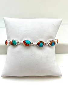 Bracelet ajustable en argent sterling 925 avec turquoise naturelle, 7-8 pouces, bijoux en pierres précieuses faits à la main pour hommes et femmes - Product Image 4