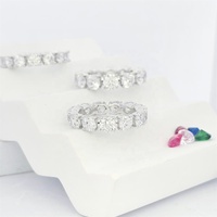Bague tendance en argent sterling 925 de 4 mm avec zircone, design éternité classique, plaqué or 4 couches, qualité rhodiée, pour mariage