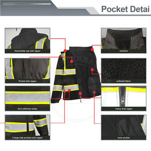 Outdoor Use ANSI Class 1 Waterproof LED Flash Breathable Comfortable Stand Collar Safety <b>Hi</b>-<b>Vis</b> Reflective <b>Softshell</b> <b>Jacket</b> Plus - Product Image 4