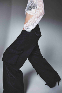 Custom Logo OEM ODM Baggy Loose Cargo <b>Jeans</b> Women With Multi Pockets Distressed Washed Flare <b>Jeans</b> Women Denim Cargo Pants - Product Image 4