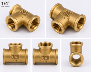 Conexión en T de latón forjado con rosca hembra hexagonal recta de superficie lisa de 1/4 pulg. para suministro de agua OEM - Product Image 3