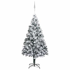 Sapin de Noël artificiel de 70,9 pouces avec matériaux en PVC, acier et plastique, couleur blanche, lumières de Noël - Product Image 2