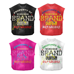 T-shirt en coton à col épais personnalisé, uni, noir, coupe ajustée pour homme, broderie possible, vente en gros usine - Product Image 1