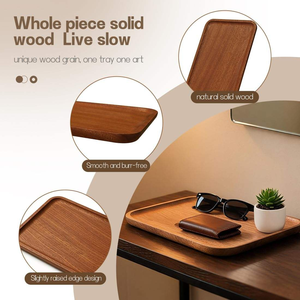 Unisex Modern Walnut Storage <b>Tray</b> for Kitchen Living Room & Desk Use Multifunctional Key Storage <b>Bedside</b> Decorative Wooden <b>Tray</b> - Product Image 2