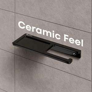 Matte Black Wall Mounted Toilet Paper Hanger with Phone <b>Shelf</b> Restroom Tissue Roll Dispenser Storage Rack Organizer - Product Image 2