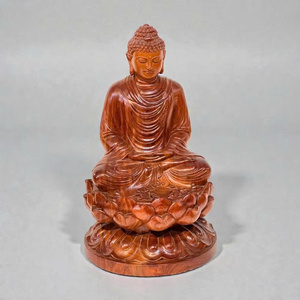 Statue de Bouddha assis en bois de rose naturel Tam Viet, sculptée à la main, sculpture bouddhiste en bois, design traditionnel pour la décoration intérieure - Product Image 2