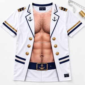 Camiseta Personalizada por Sublimación, Diseño 3D de Capitán de Marina, Divertida para Fiestas, Secado Rápido, Poliéster, Venta al Por Mayor, OEM - Product Image 6